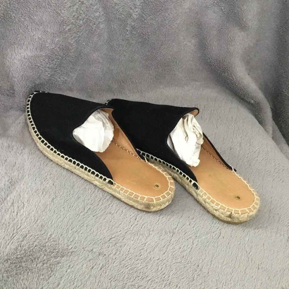 NWOT Pinaz Black Suede Espadrille Mules